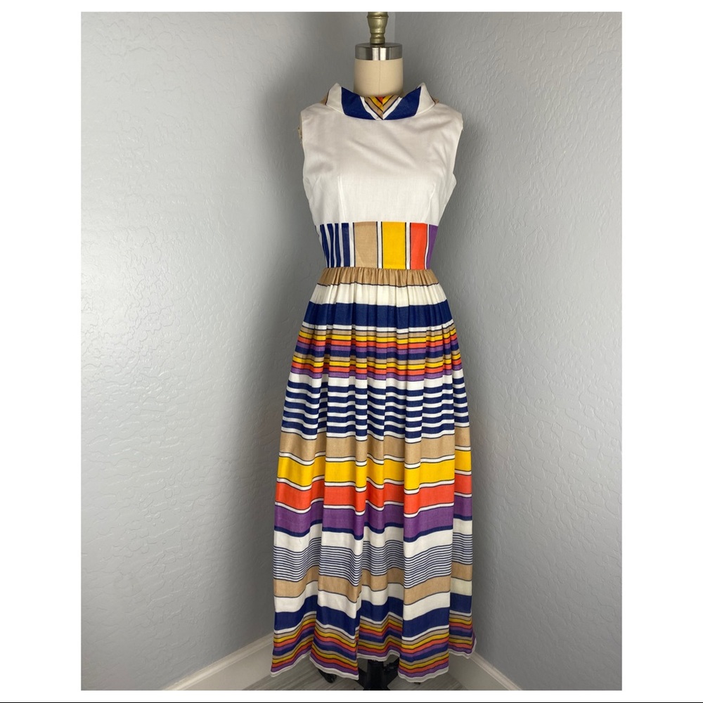 Vintage Lounge Craft Striped Sleeveless Maxi Dress